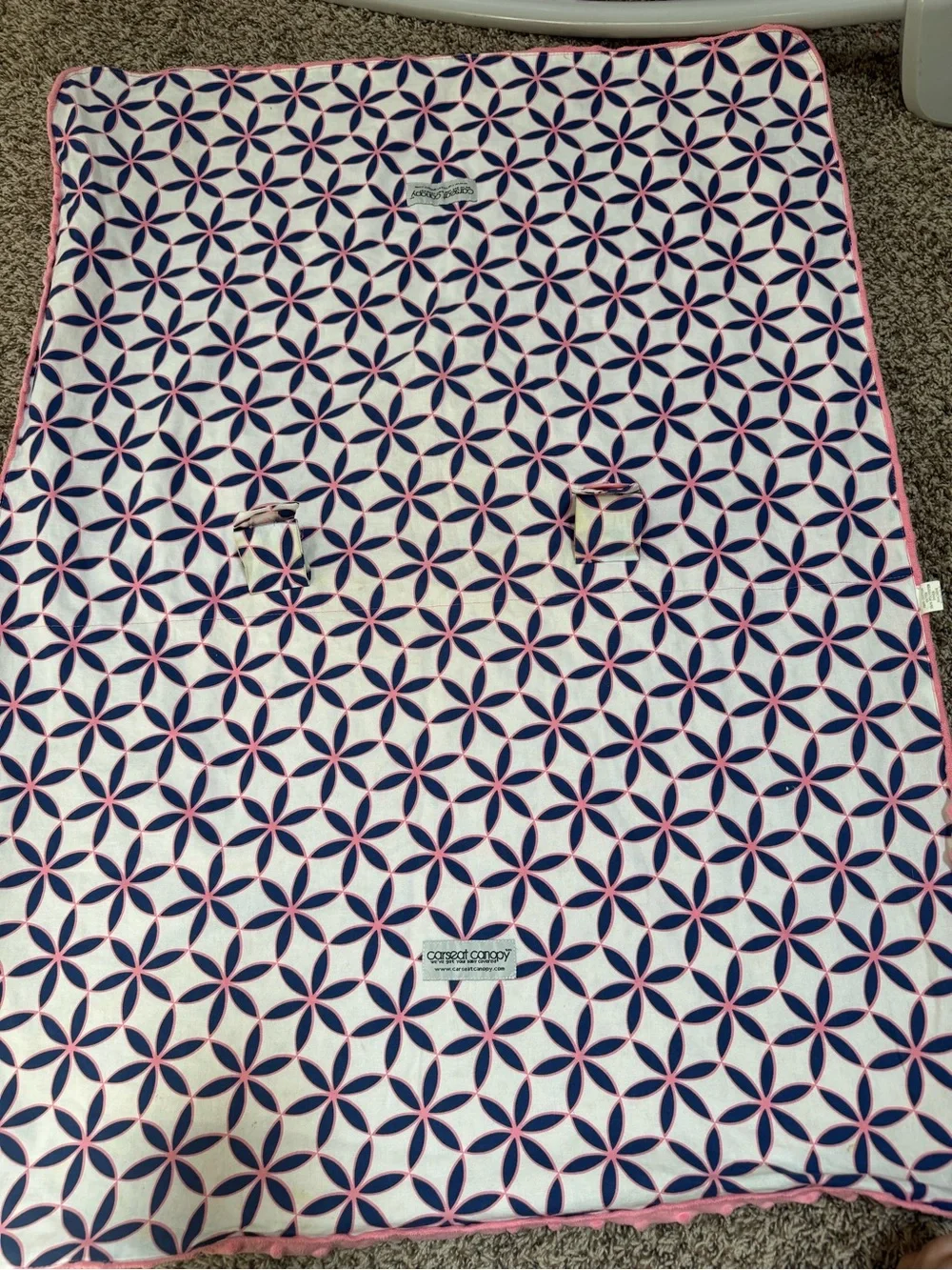 Carseat Cover & Nursing Drape in Navy and Pink Geometric